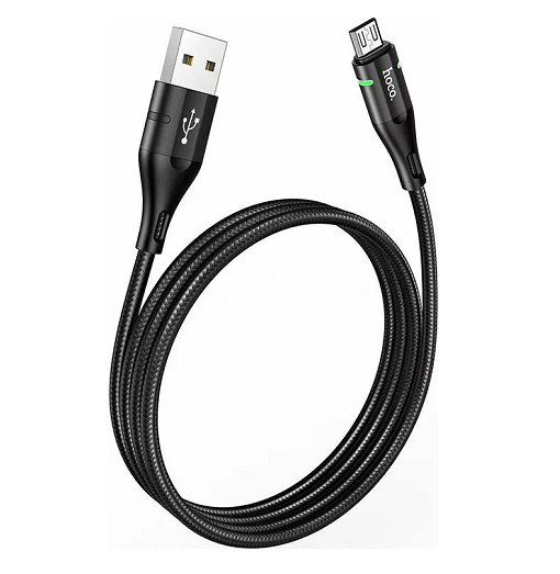 Hoco Braided LED USB 2 0 to micro USB Cable Μαύρο 1 2m U93 Shadow