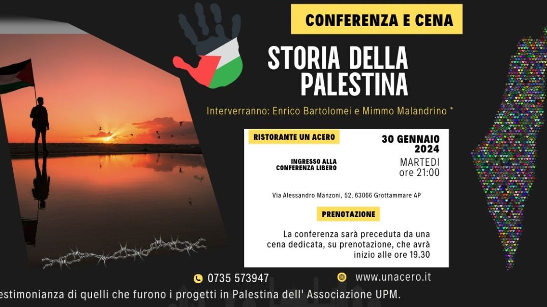 ⁣Evento Cena Conferenza: "Storia della Palestina