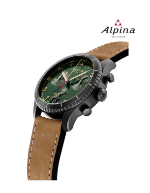 ALPINA STARTIMER PILOT QUARTZ CHRONOGRAPH BIG DATE  GREEN