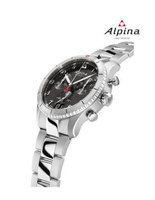 ALPINA STARTIMER PILOT QUARTZ CHRONOGRAPH BIG DATE  BLACK