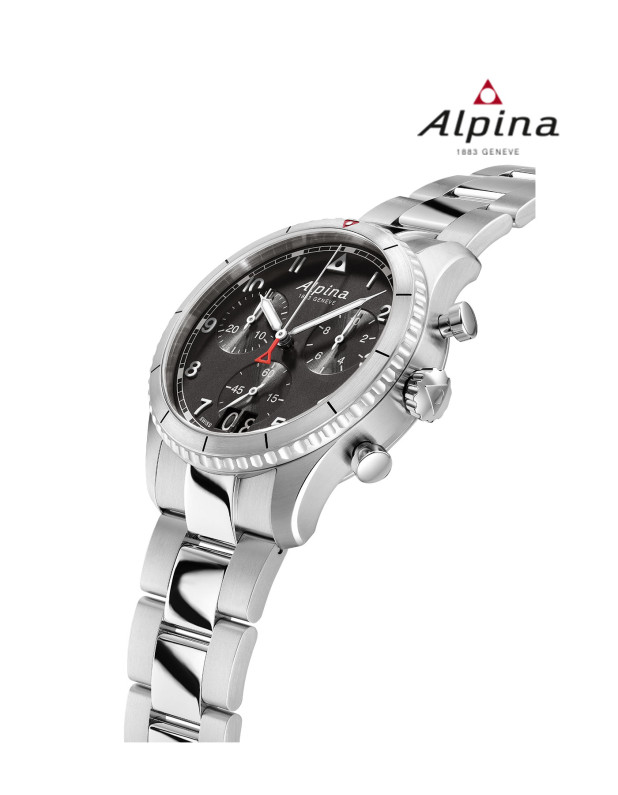 ALPINA STARTIMER PILOT QUARTZ CHRONOGRAPH BIG DATE  BLACK