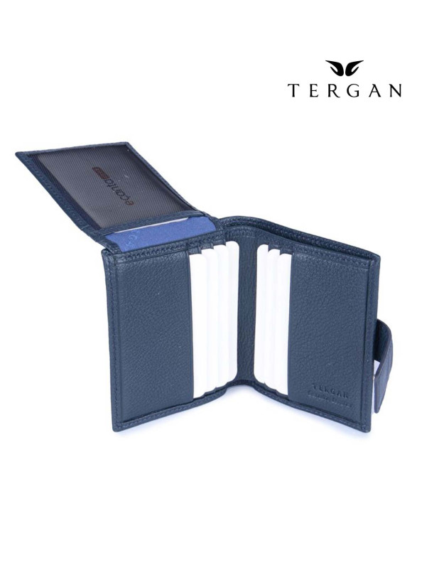 TERGAN Leather Navy Blue Wallet