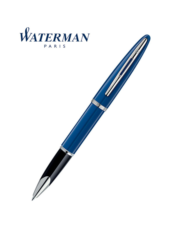 WATERMAN CARÈNE BLUE WITH CHROME TRIM ROLLERBALL PEN
