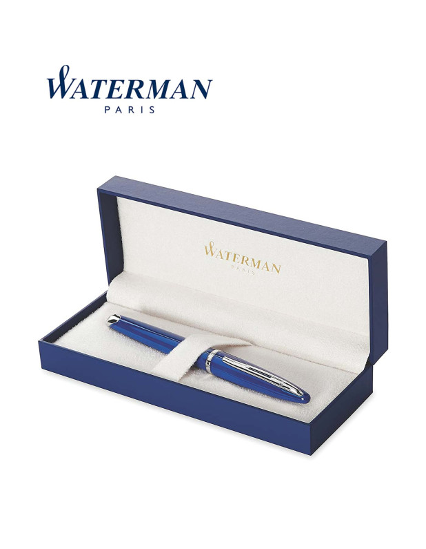 WATERMAN CARÈNE BLUE WITH CHROME TRIM ROLLERBALL PEN
