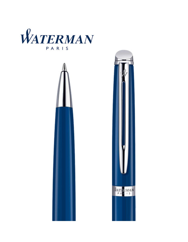 WATERMAN HEMISPHERE Blue Lacquer Chrome Trim Ballpoint Pen