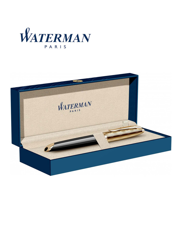 Waterman Carene Essential Black Wave Gold Trim Rollerball
