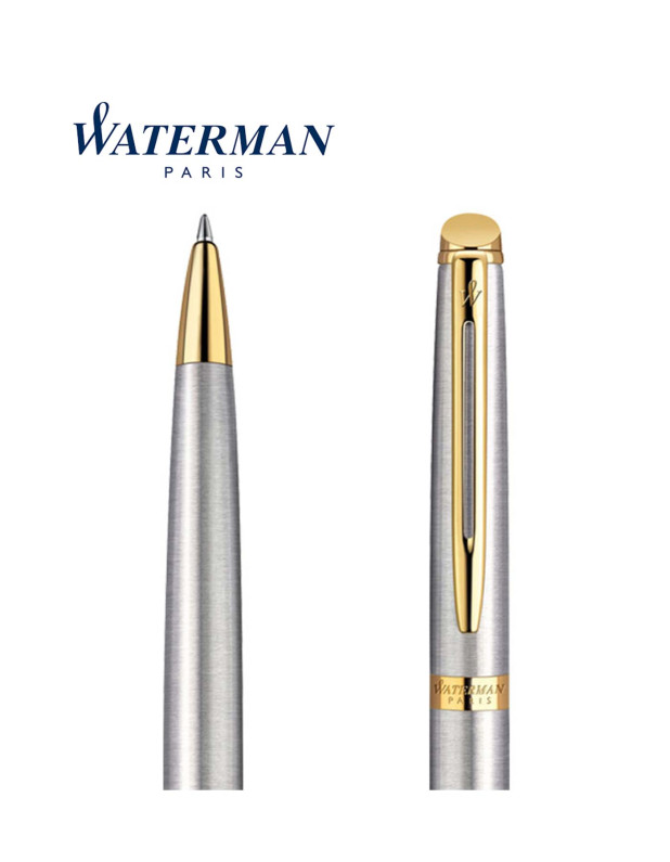 WATERMAN HEMISPHERE S. Steel Gold Trim Ballpoint Pen