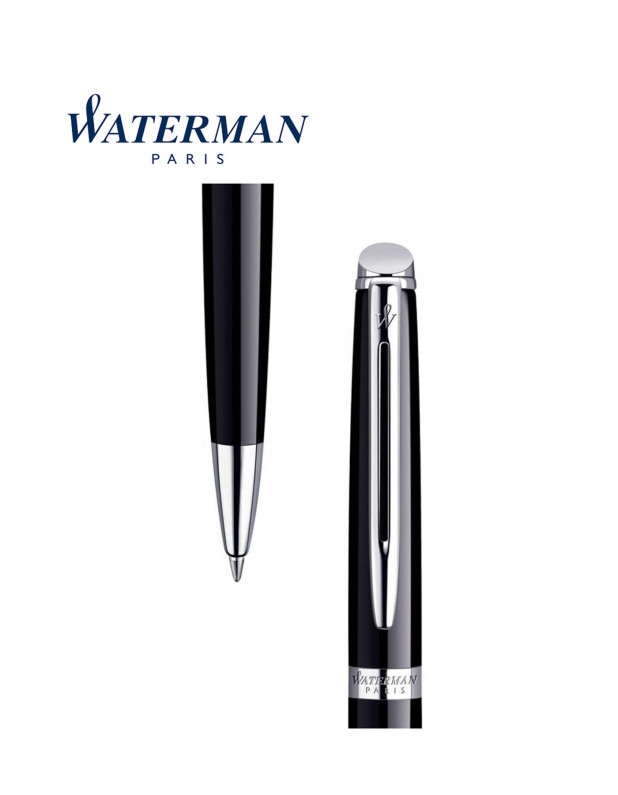 WATERMAN HEMISPHERE Black Lacquer Chrome Trim Ballpoint Pen