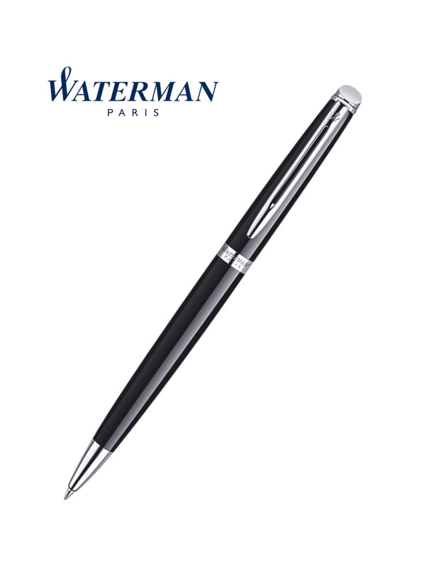 WATERMAN HEMISPHERE Black Lacquer Chrome Trim Ballpoint Pen