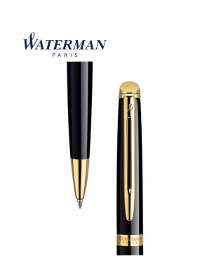 WATERMAN HEMISPHERE Black Lacquer Gold Trim Ballpoint Pen