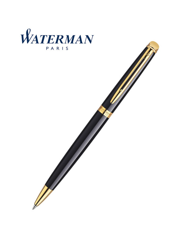 WATERMAN HEMISPHERE Black Lacquer Gold Trim Ballpoint Pen