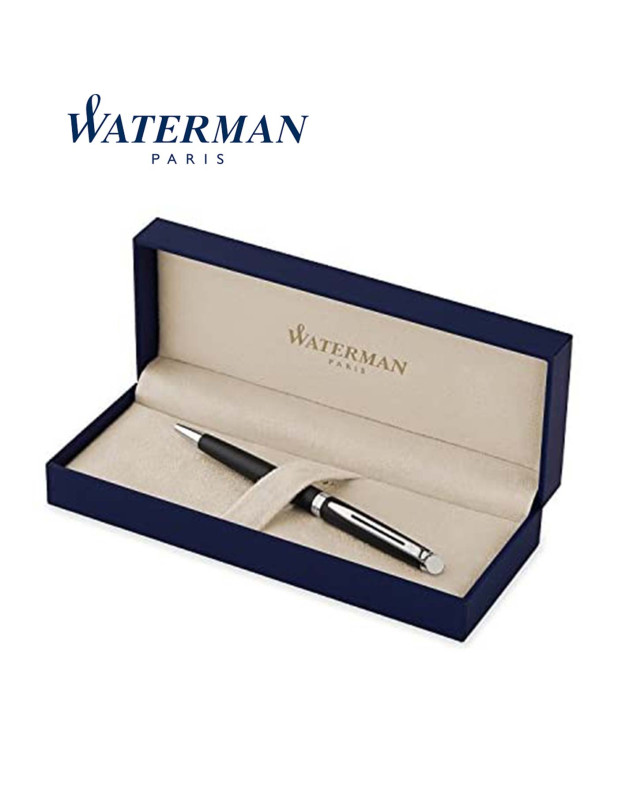 WATERMAN HEMISPHERE Matte Black Chrome Trim Ballpoint Pen