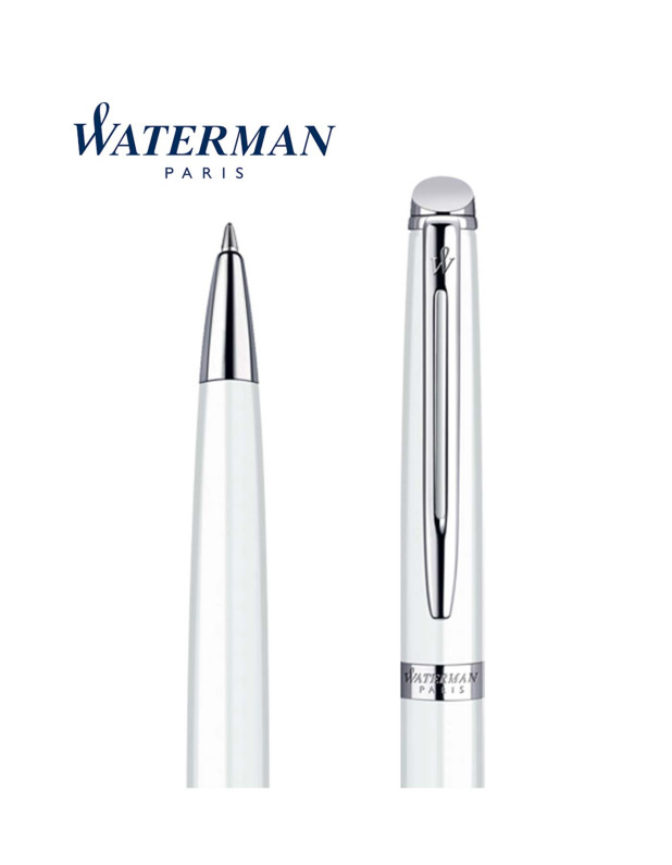 WATERMAN HEMISPERE White Lacquer Chrome Trim Ballpoint Pen