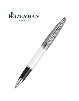 WATERMAN Carene Contemporary White and Gunmetal Rollerball Pen 