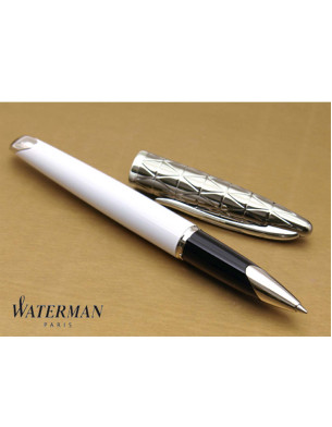 WATERMAN Carene Contemporary White and Gunmetal Rollerball Pen 