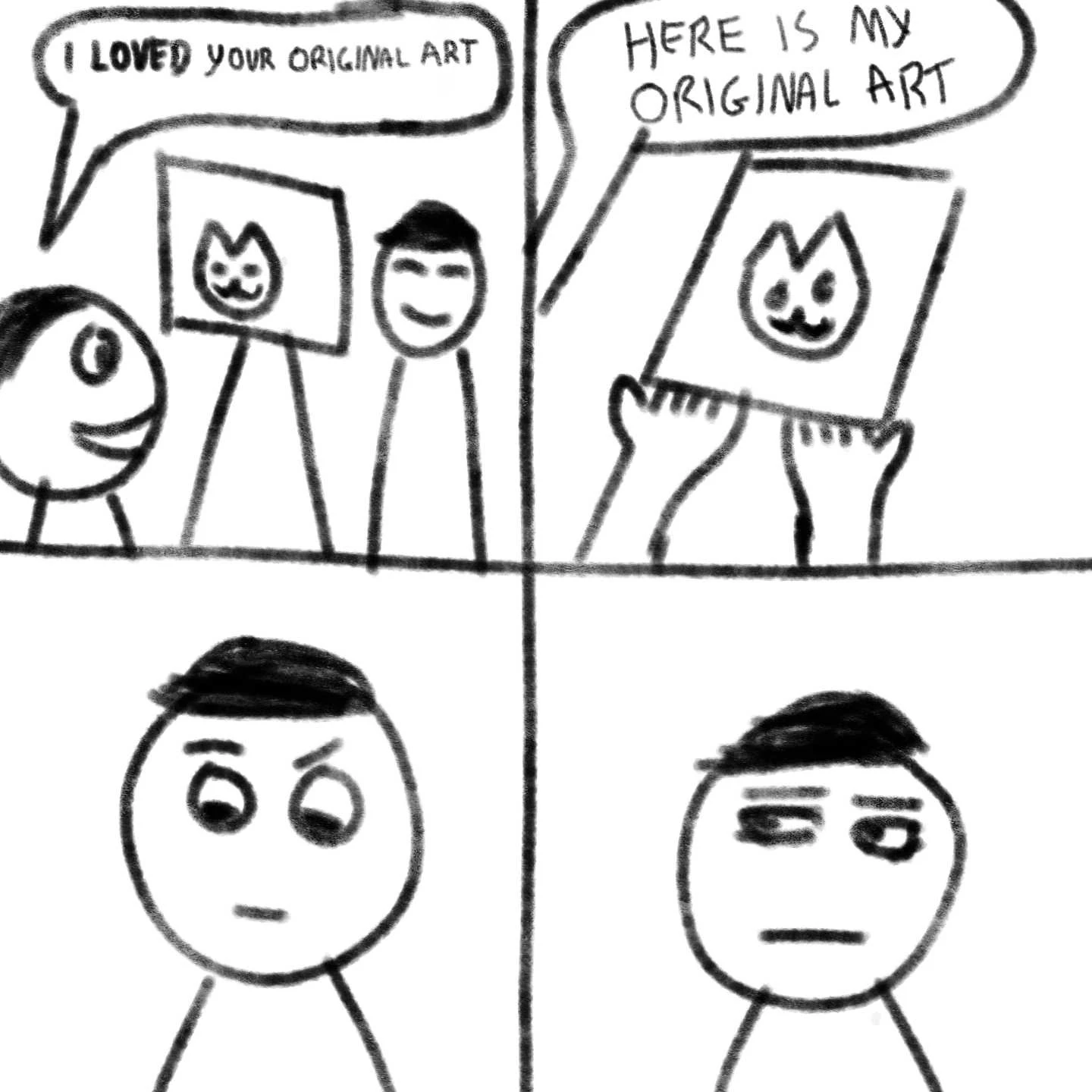 Same as the cartoon, but drawn as sketch draft without colors