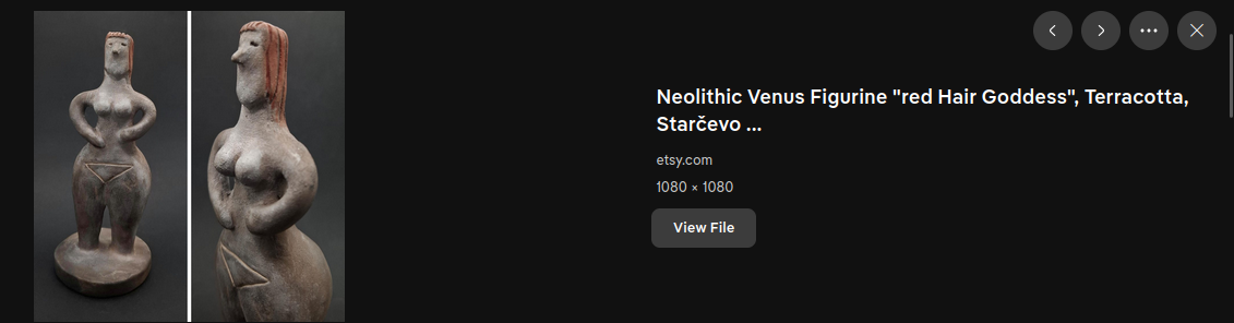 Screenshot from Etsy result showing a red-haired sculpture