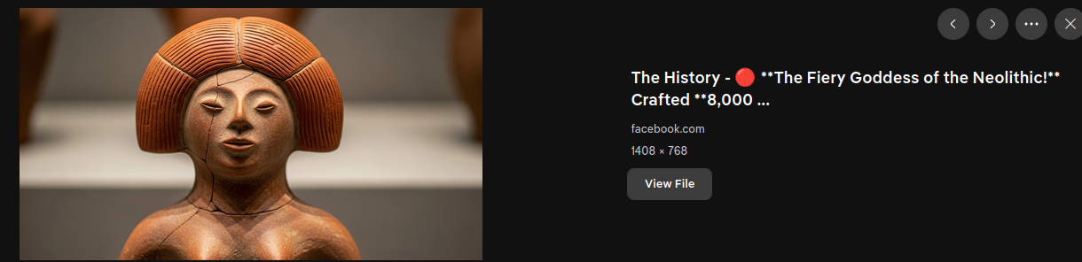 Screenshot of Web search result "The Fiery Goddess of the Neolithic"