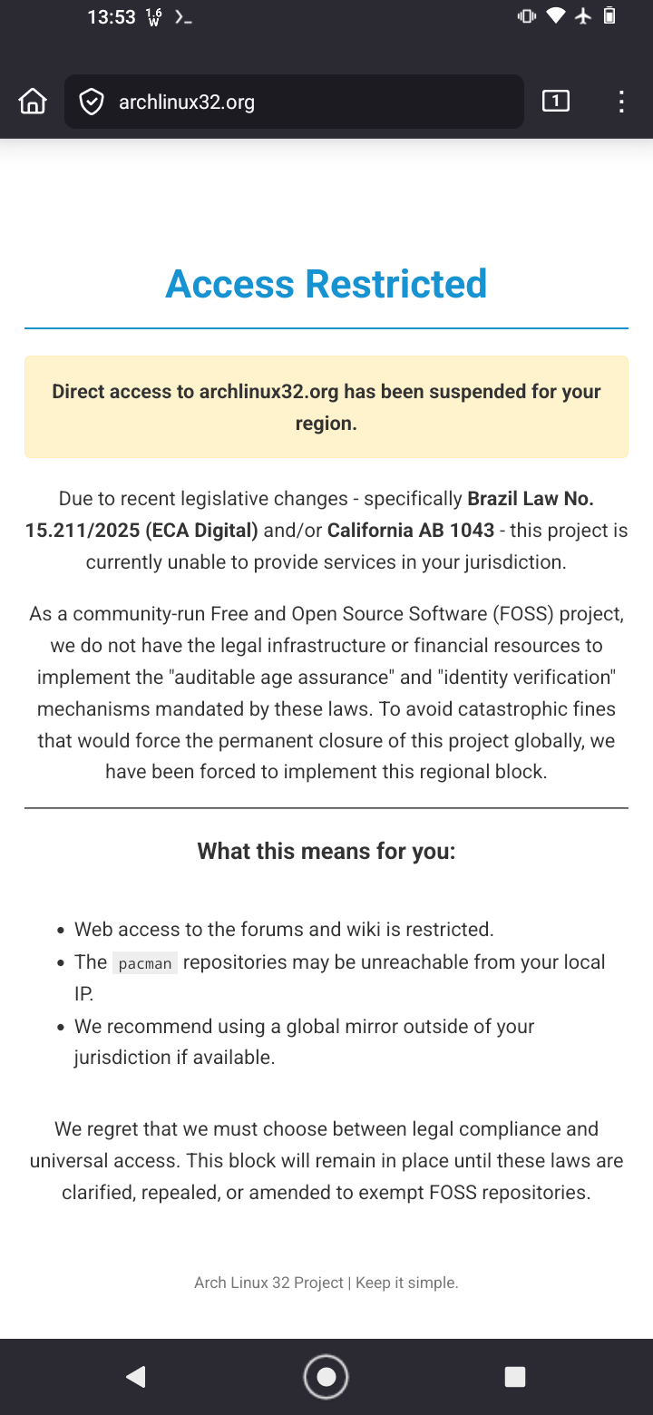 Screenshot do https://archlinux32.org/