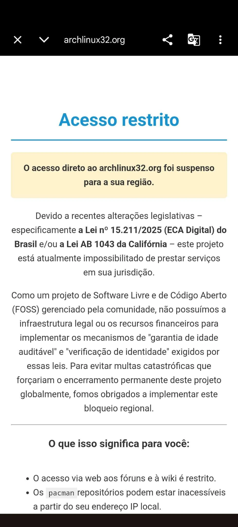 Mesma página, mas traduzido pro português (print que encontrei em outra plataforma)