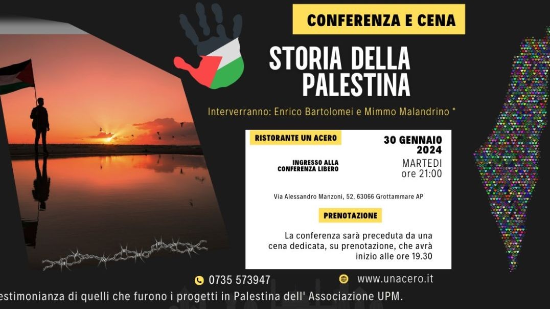 Evento Cena Conferenza: "Storia della Palestina
