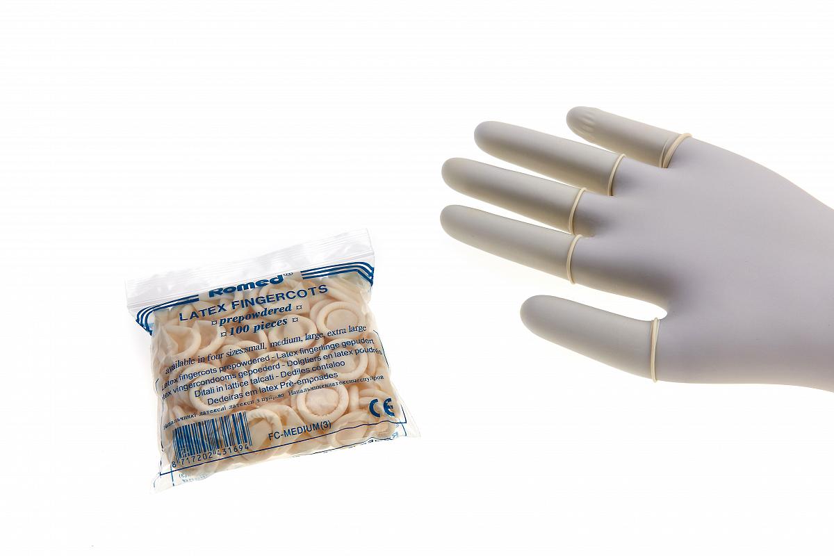 Finger cots, latex, prepowdered - Finger cots, latex - Gloves - Products | Romed Holland