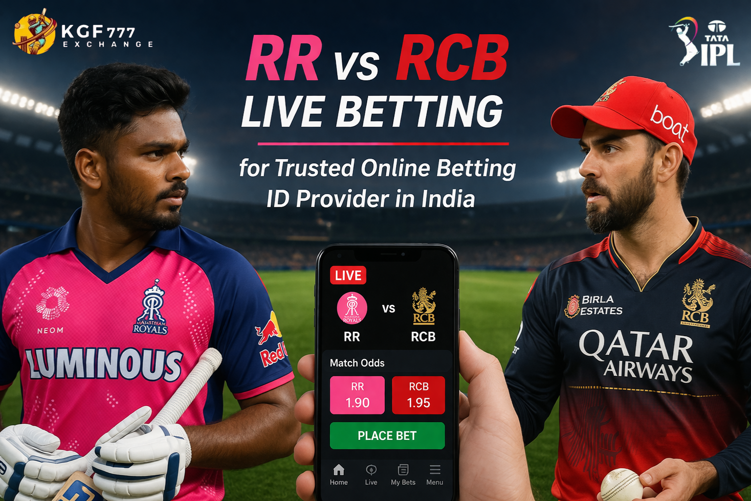 Trusted Online Betting ID Provider for Live RR VS RCB Match.