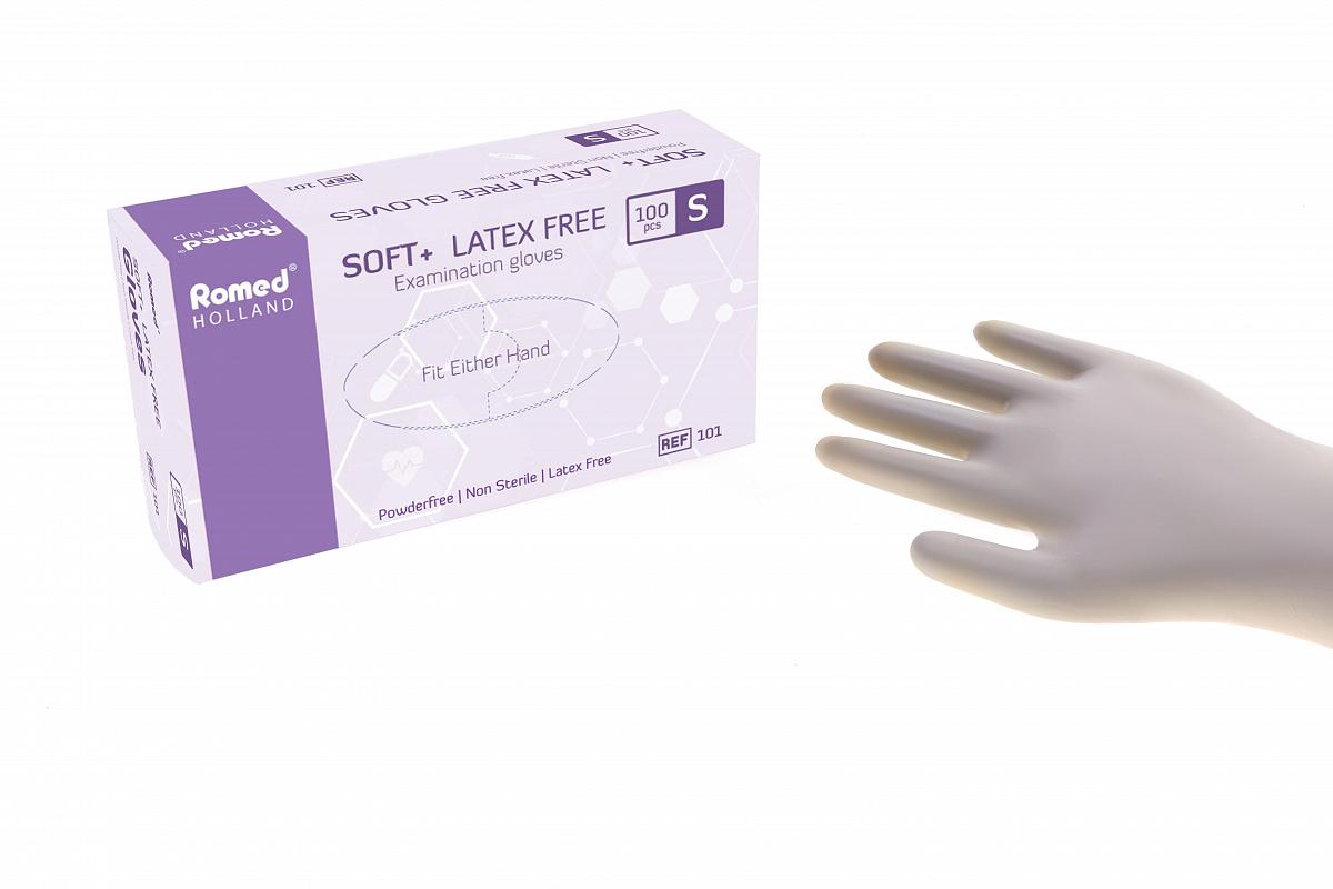 Soft+ latex free examination gloves, non sterile, powderfree - Vinyl examination gloves - Gloves - Products | Romed Holland