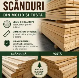 Scândură si fosta de molid dimensionată si uscată 