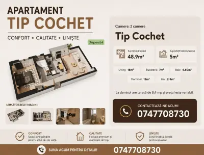 Apartament cu 2 camere 48.9mp,98978 ron( tva 21% inclus) în zona Pacurari