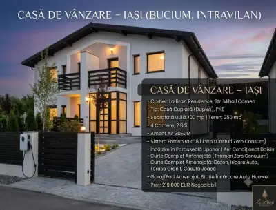 Casă Premium (Duplex P+E) în Iași – Zona Bucium (La Brazi Residence)
