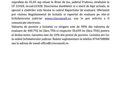 valorificarea imobilului teren si cladire zona cale ferata extravilan Sinaia, judetul Prahova