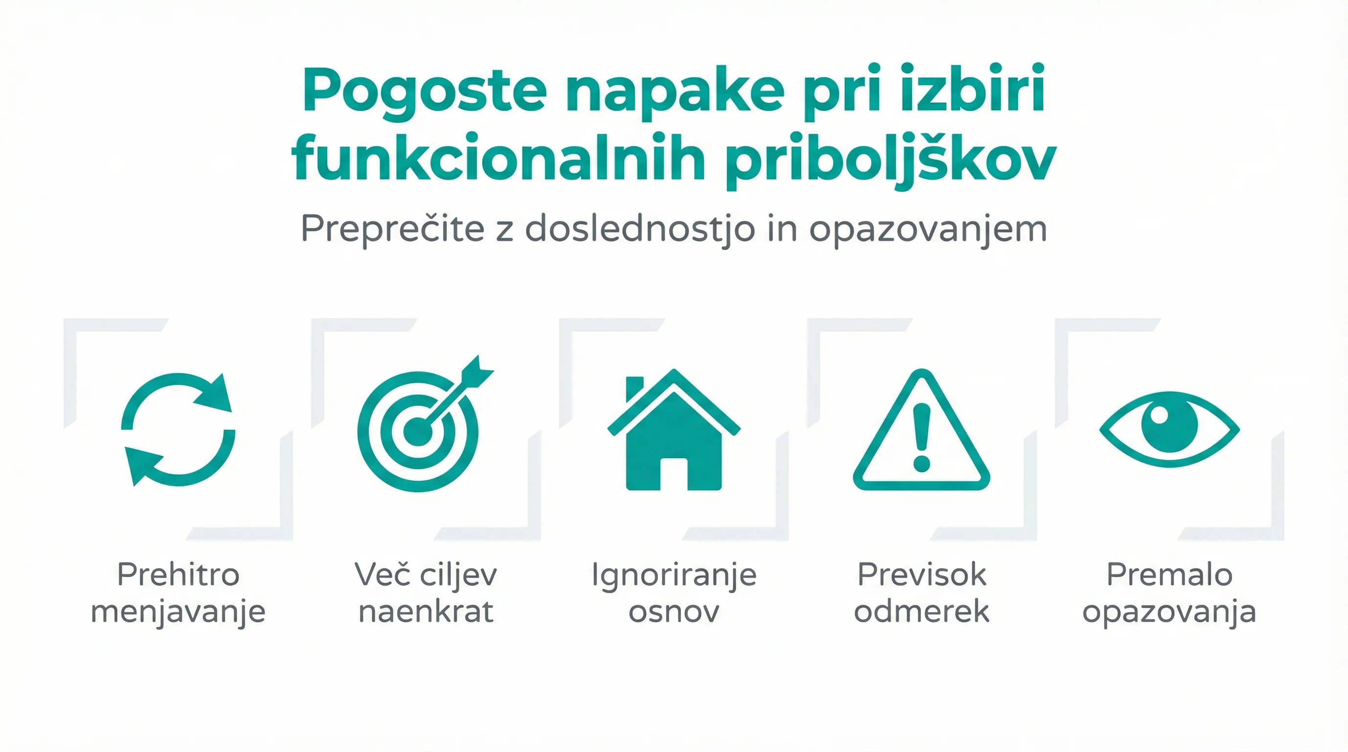 Pogoste napake pri izbiri funkcionalnih priboljškov