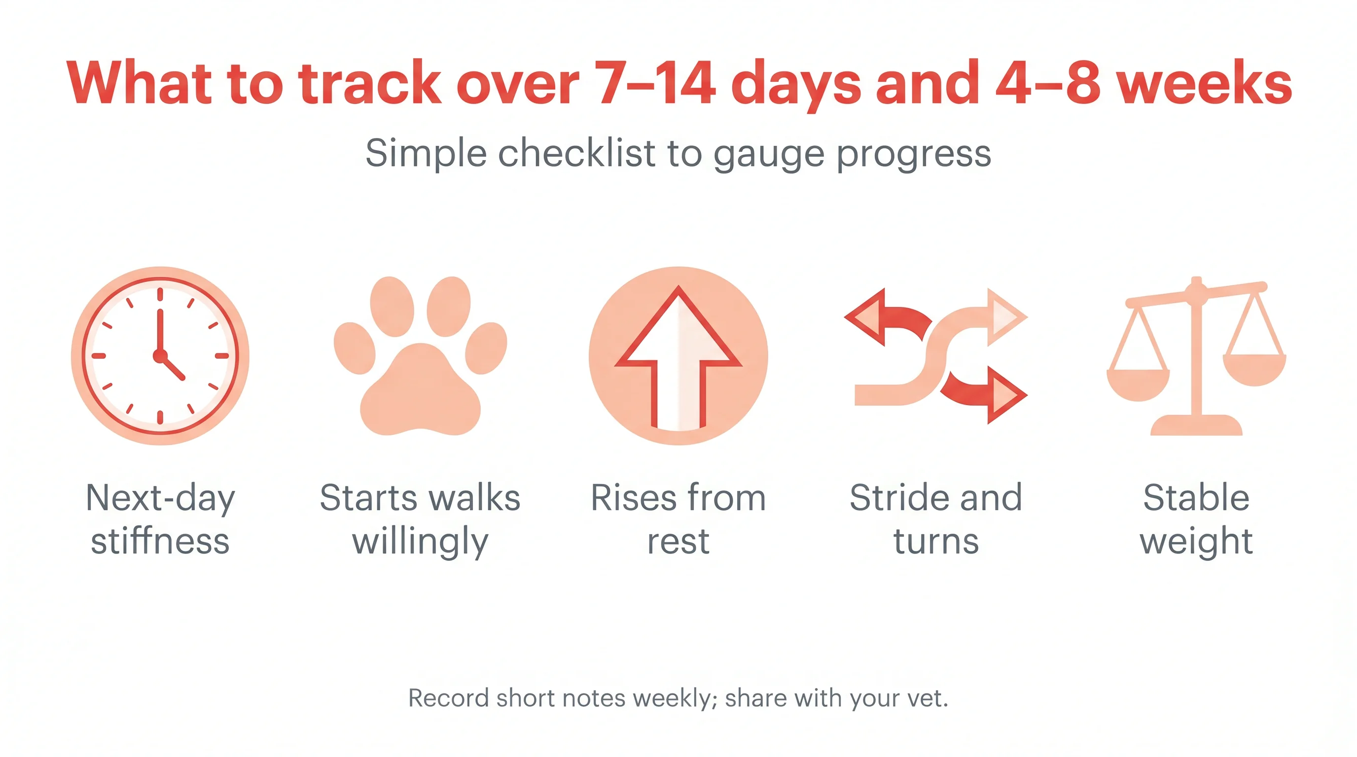 What to track over 7–14 days and 4–8 weeks