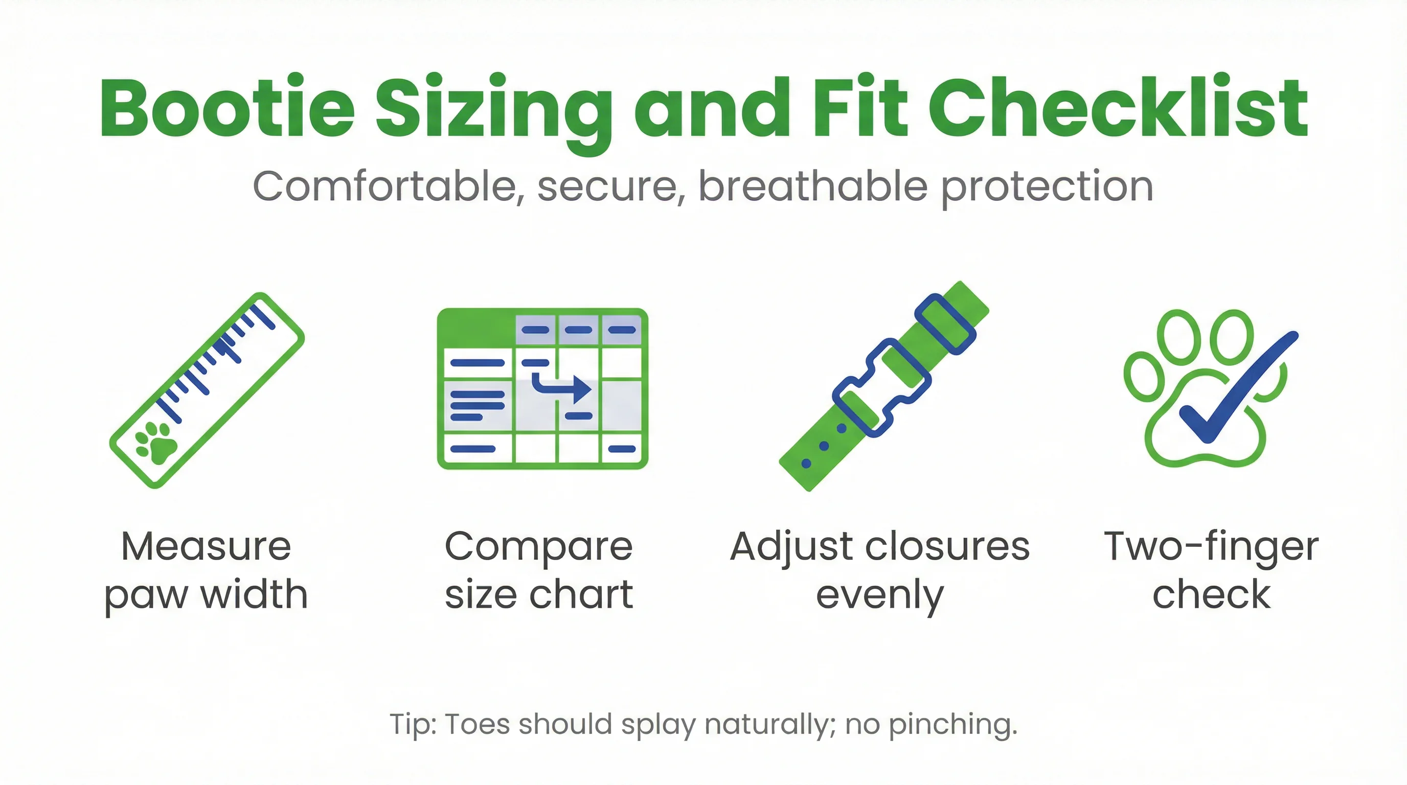 Bootie Sizing and Fit Checklist