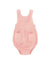 Super Cute Snap Crotch Muslin Suspenders Baby Girls Romper Organic Cotton