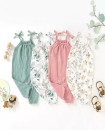 6M-24M Organic Cotton Muslin Baby Tie Print Lace up Jumpsuit