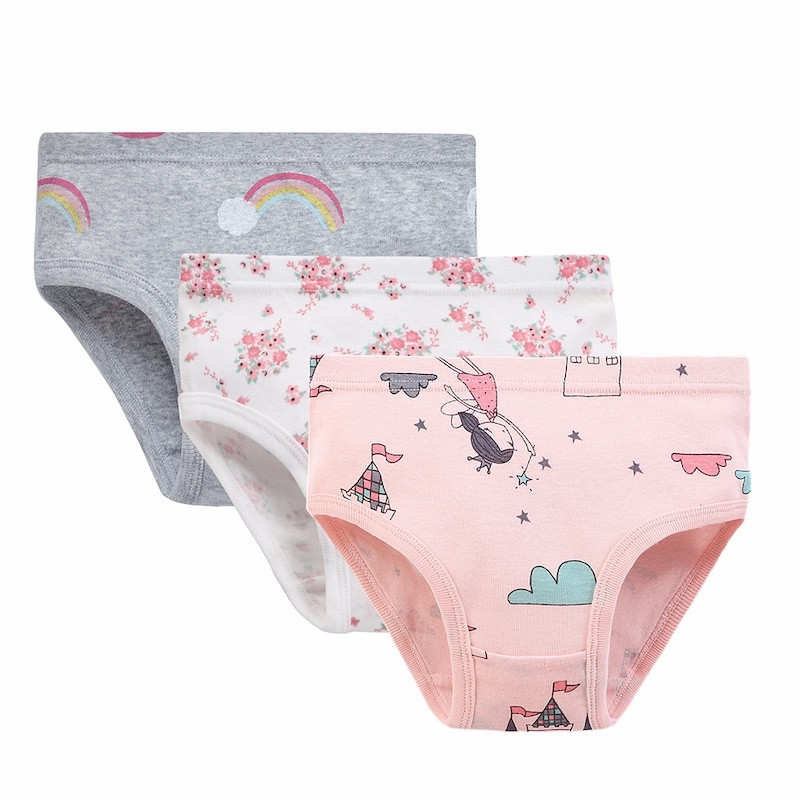 Girls 2Y-7Y Soft Cotton Pack of 3 underwear Briefs SJ206 Castle H103