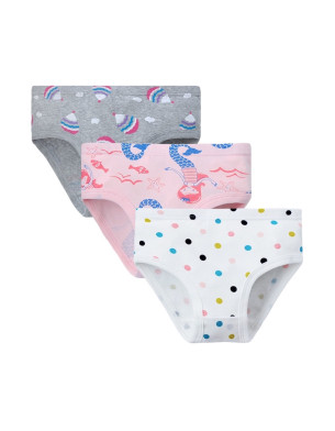 Girls 2Y-7Y Soft Combed Cotton Pack of 3 underwear Briefs SJ212 Polka H103