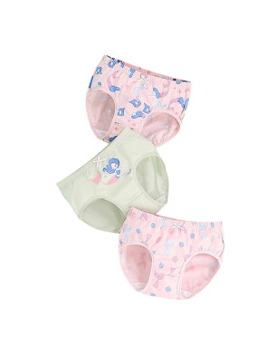 Girls 2Y-10Y Soft Combed Cotton Pack of 3 Cool Breathable underwear Briefs SJ404 Mermaid H886