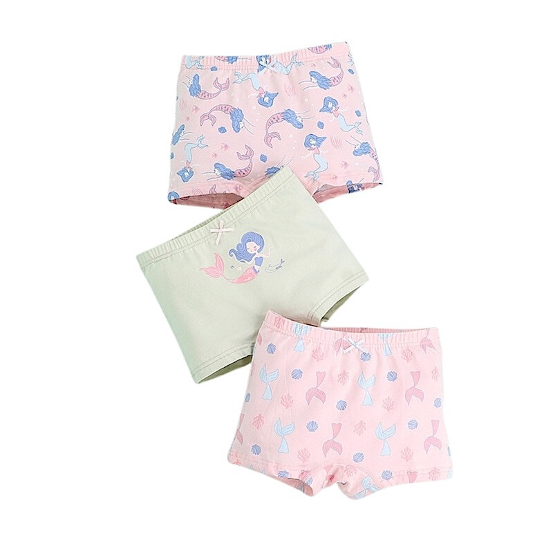 Girls 2Y-10Y Underwear Pack of 3 Combed Cotton Boxer Briefs PJ414 Mermaid H920