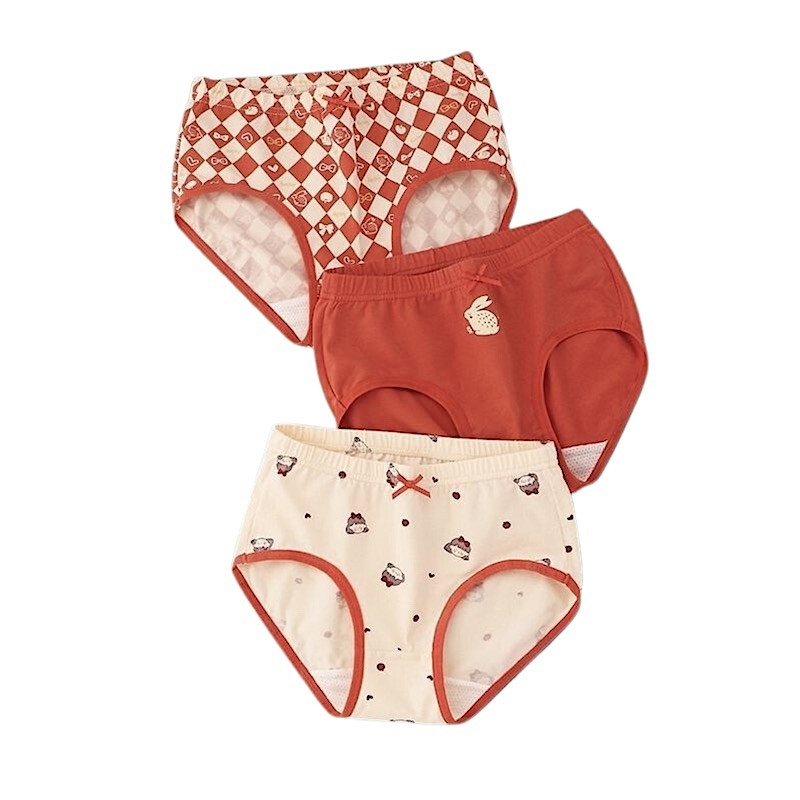 Girls 2Y-10Y Soft Combed Cotton Pack of 3 Cool Breathable underwear Briefs SJ555 Little Girl H979