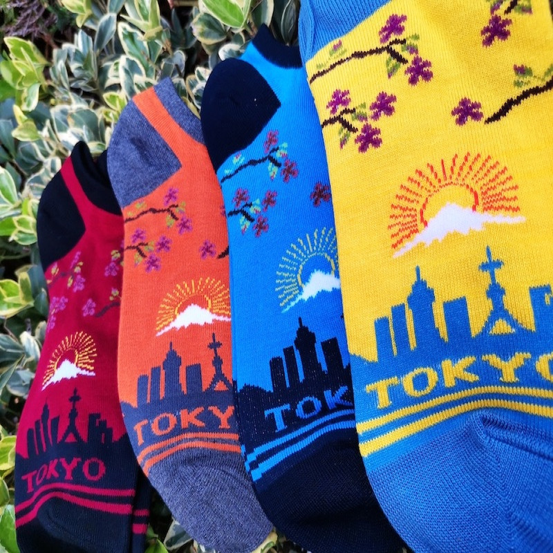 Men’s EU 39 - 43 Anti odor Bamboo Summer Ankle Socks Tokyo design Soft breathable Set of 4 Pairs