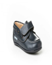 Made in Spain School EU23-EU29 Napa Leather Nautical Boat Shoes Single Strap Velcro non Slip Rubber Marino 