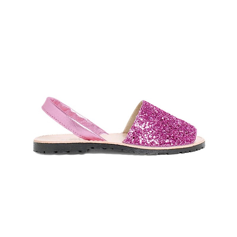 Made in Spain EU28-EU37 Menorcan Sandals in Metallic Nappa Size Non Slip Rubber Fuchsia