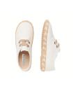 Made in Spain EU29-EU34 Linen Canvas Shoes Lace Closure Non Slip Rubber White 