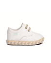 Made in Spain EU29-EU34 Linen Canvas Shoes Lace Closure Non Slip Rubber White 