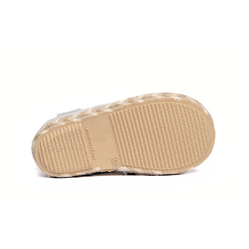 Made in Spain EU29-EU34 Linen Canvas Shoes Lace Closure Non Slip Rubber White 