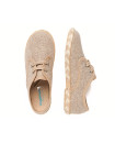 Made in Spain EU29-EU34 Linen Canvas Shoes Lace Closure Non Slip Rubber Light Brown 