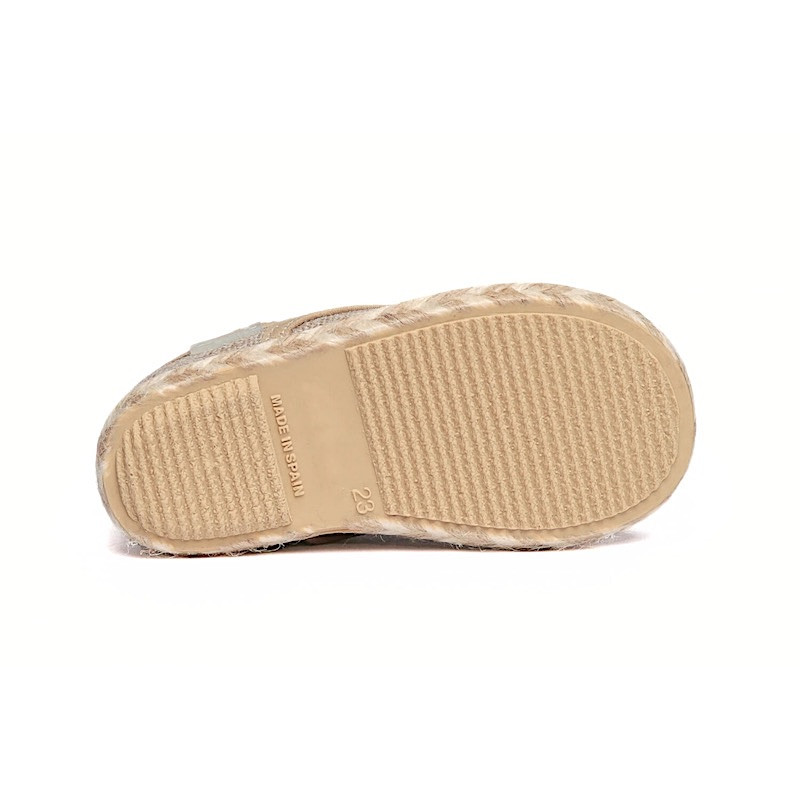 Made in Spain EU29-EU34 Linen Canvas Shoes Lace Closure Non Slip Rubber Light Brown 